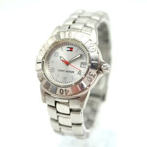 Tommy Hilfiger Silver Tone Womens Watch 30mm Date Dial Rotating Bezel Working